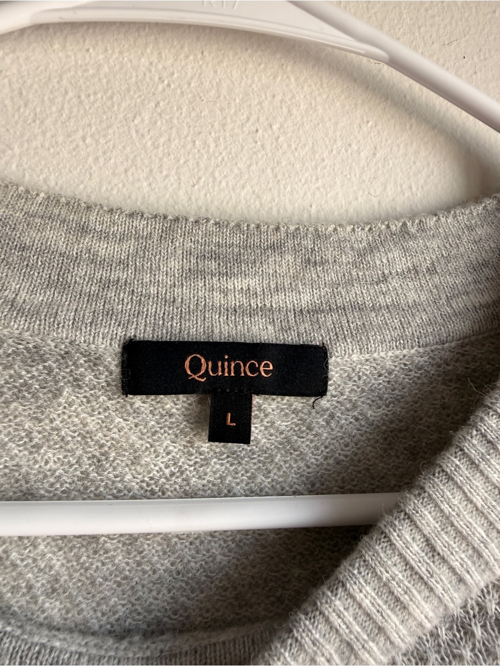 Quince Light Grey Crewneck Sweater Wool Nylon Baby Alpaca Blend Size L - Picture 2 of 9